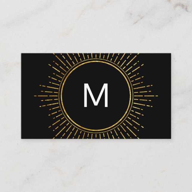 Monogram with Faux Gold Illuminated Elements Business Card (Front)