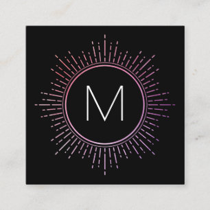 Monogram with Faux Gold Illuminated Elements Square Business Card