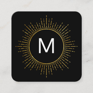 Monogram with Faux Gold Illuminated Elements Square Business Card