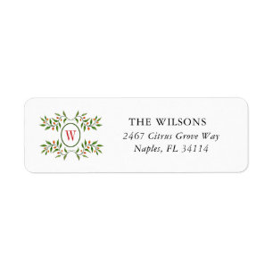 Monogram with Greenery  Label