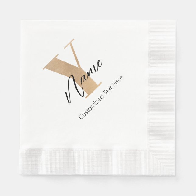 Monogram with Initial Y & Custom Name Personalized Napkin (Front)
