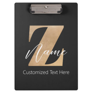 Monogram with Initial Z & Custom Name Personalized Clipboard