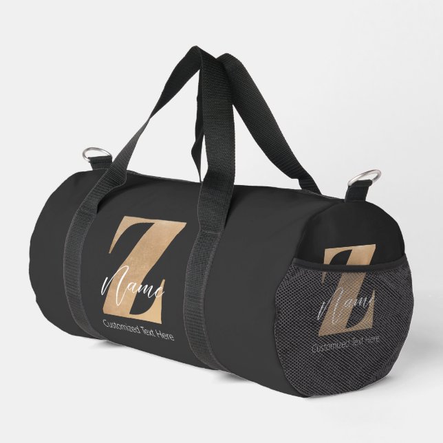 Monogram with Initial Z & Custom Name Personalized Duffle Bag (Right Corner)