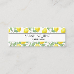 Monogram With Lemon And Leaves  Pattern Mini Business Card