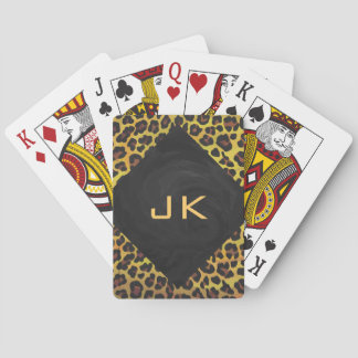 Monogram with Leopard Brown and Yellow Playing Cards