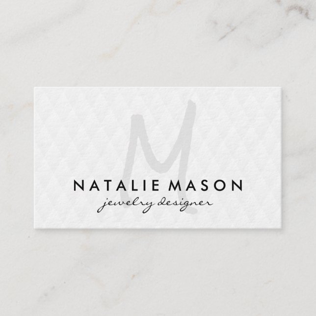 Monogram with Lux Diamond Pattern Business Card (Front)