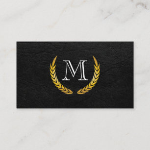 Monogram with Luxe Elements Faux Leather Business Card