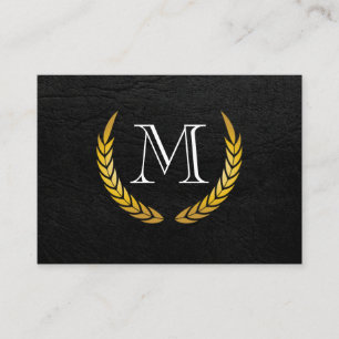 Monogram with Luxe Elements Faux Leather Business Card