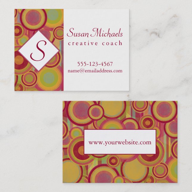 Monogram with Modern, Colourful Abstract Shapes Business Card (Front/Back)