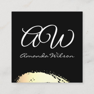Monogram with Modern Gold Brushed Square Business Card