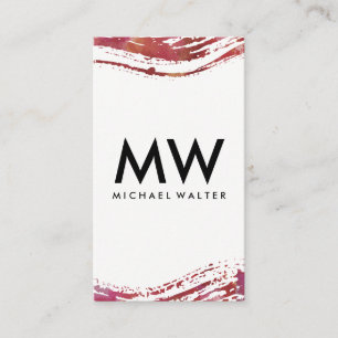 Monogram with Modern Watercolor Brushed Business Card