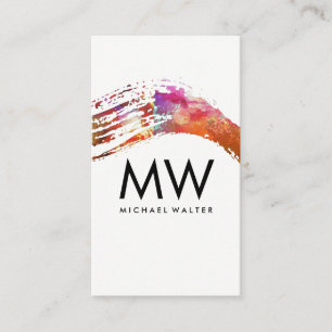 Monogram with Modern Watercolor Brushed Business Card