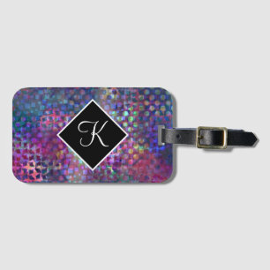 Monogram with Multicolored Abstract Digital Art Luggage Tag