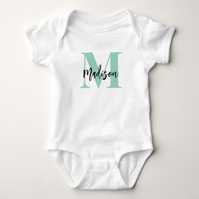 Monogram with Script Name Baby Bodysuit (Front)
