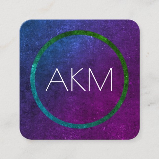 Monogram with Texturised Colour Ways Square Business Card (Front)