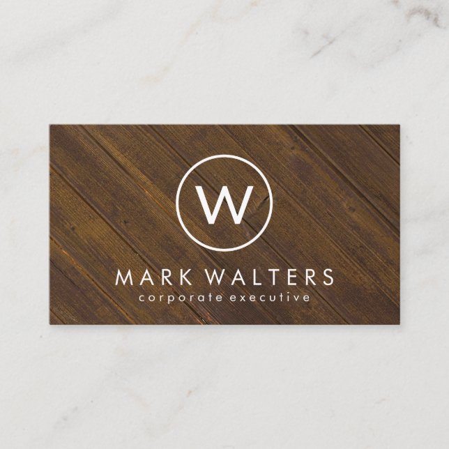 Monogram Wood Business Card (Front)