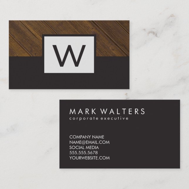 Monogram Wood Colour Block Business Card (Front/Back)