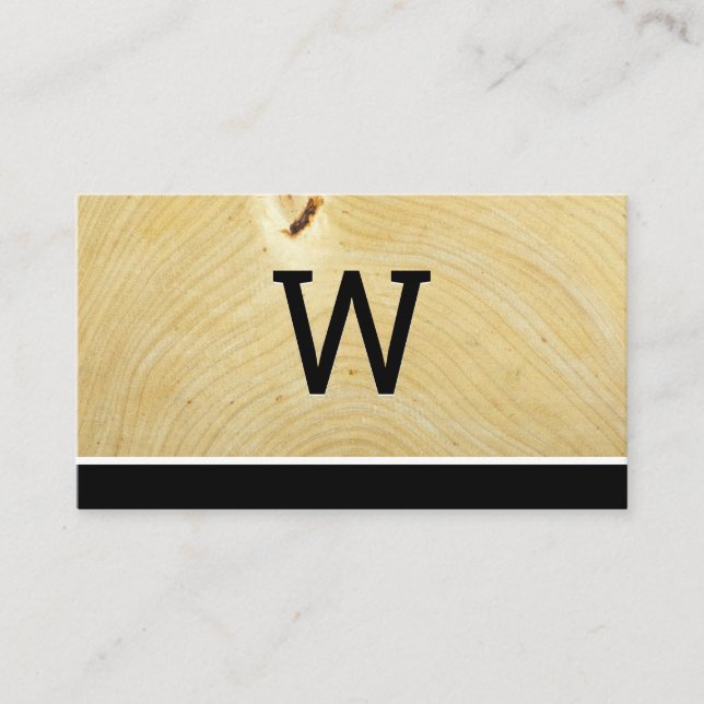 Monogram Wood Grain Business Card (Front)