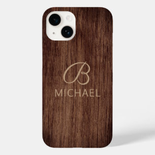 Monogram Wood Grain Timber Personalised Name Case-Mate iPhone 14 Case