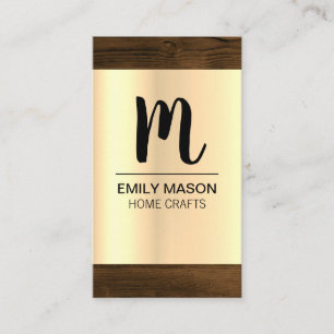 Monogram   Wood Grain Trim Business Card