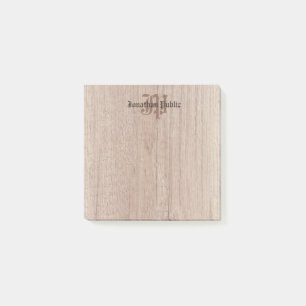 Monogram Wood Look Old Style Script Template Post-it Notes