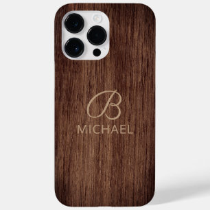 Monogram Wood Rustic Timber Personalised Name Case-Mate iPhone 14 Pro Max Case