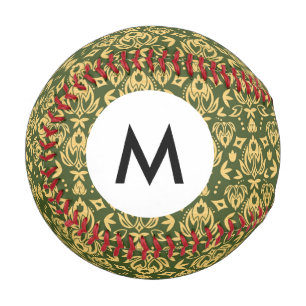 Monogram Wooden floral damask pattern background Baseball