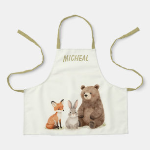 Monogram woodland forest animals apron