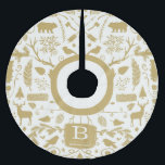 Monogram Woodland Holiday Tree Skirt / Gold<br><div class="desc">Monogram Woodland Holiday Tree Skirt / Gold & Ivory by Orabella Prints.</div>