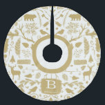 Monogram Woodland Holiday Tree Skirt / Gold<br><div class="desc">Monogram Woodland Holiday Tree Skirt / Gold & Ivory by Orabella Prints.</div>