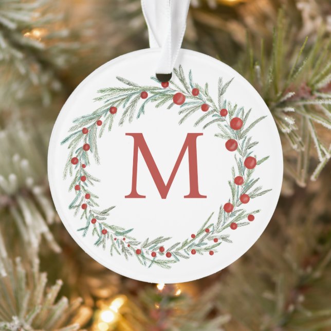 Monogram Wreath Christmas Ornament (Tree)