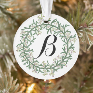 Monogram Wreath Christmas  Ornament