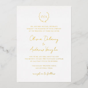 Monogram Wreath Elegant All In One Wedding Gold