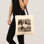 Monogram wreath modern elegant photo collage tote bag<br><div class="desc">Monogram wreath modern elegant photo collage family home gift personalised tote bag design. Part of a modern simple classy collection.</div>