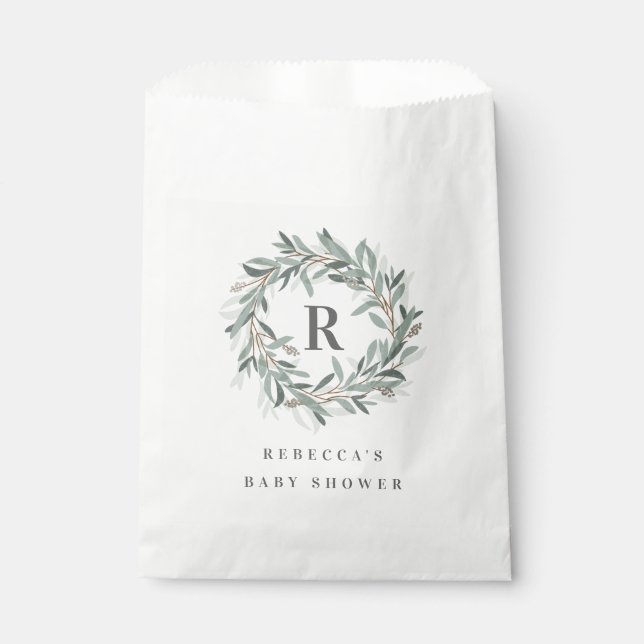 Monogram wreath paper favour bag (Front)