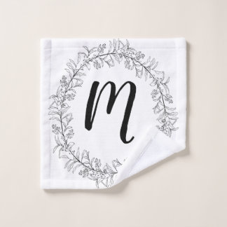 Monogram Wreath Personalise Wash Cloth
