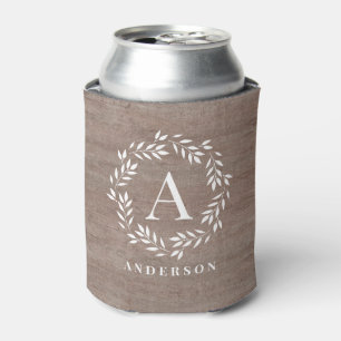 Monogram Wreath Personalised Can Cooler