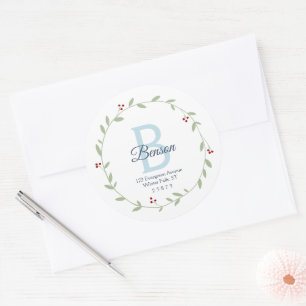 Monogram Wreath Personalised Return Address Seals