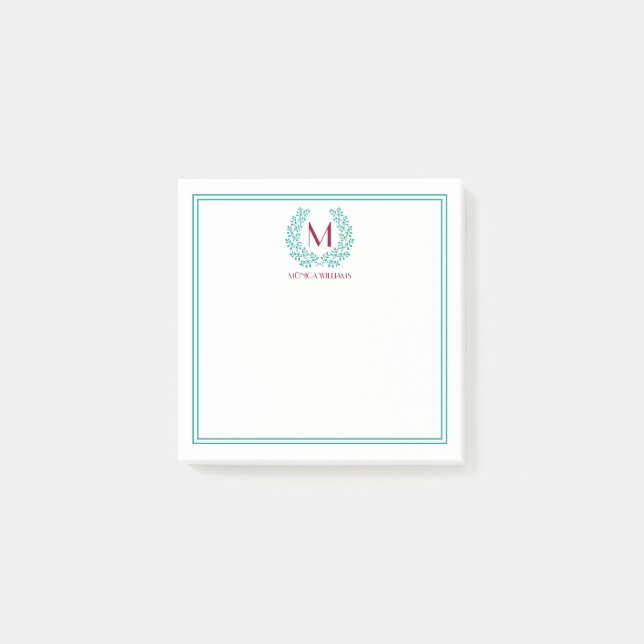 Monogram Wreath Post-it Notes (Front)