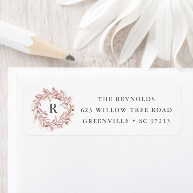 Monogram wreath return address label (Insitu)