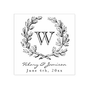 Monogram Wreath Wedding Stamp