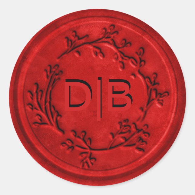 Monogram Wreath Wedding Wax Seal (Front)