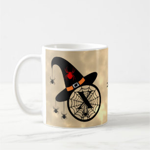 Monogram X Halloween Sky Witch Spiders Name Coffee Mug