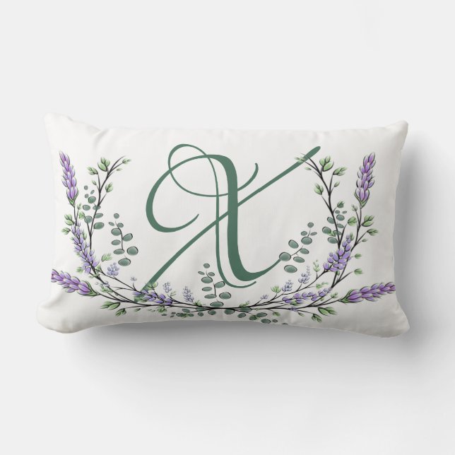 Monogram X Lavender Eucalyptus Lumbar Cushion (Front)