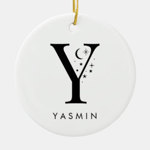Monogram Y Celestial Name Ceramic Tree Decoration