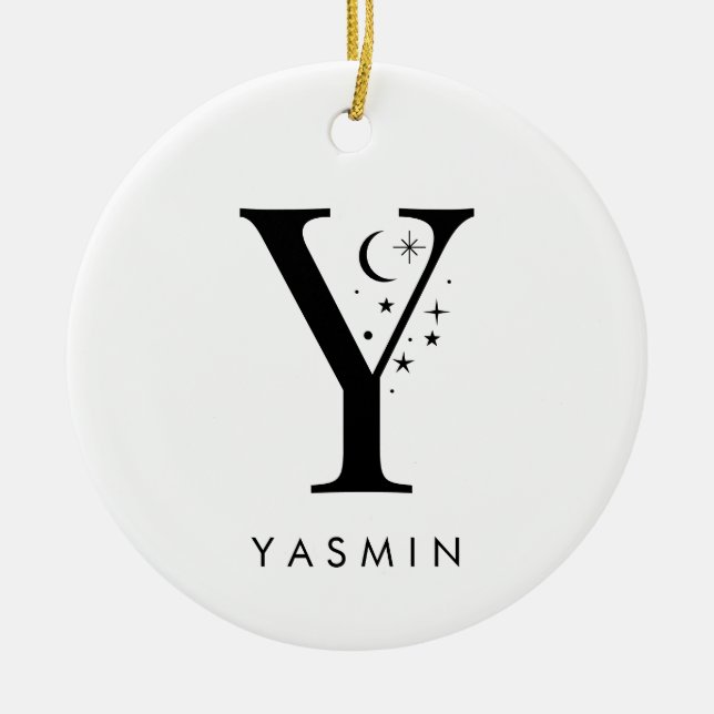 Monogram Y Celestial Name  Ceramic Tree Decoration (Front)