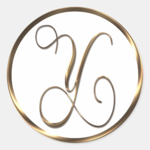 Monogram Y Faux Bronze Classic Round Sticker