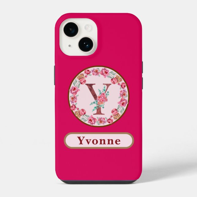 Monogram Y Floral Custom  iPhone Case (Back)