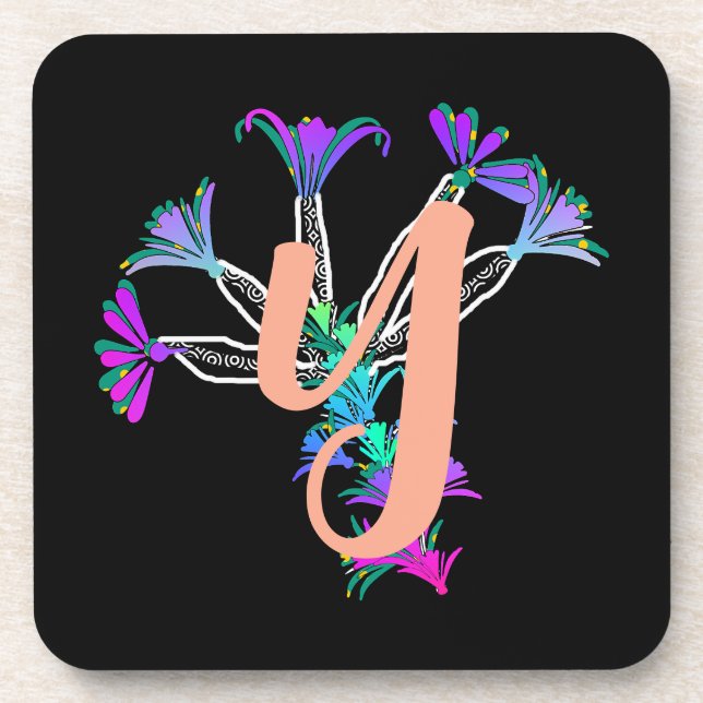 Monogram Y Initial  Beverage Coaster (Front)