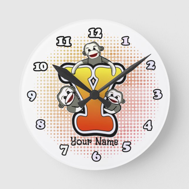 Monogram Y Sock Monkey clock (Front)